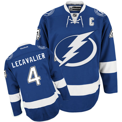 Excellent Tampa Bay Lightning 4 Vincent Lecavalier Blue NHL Hockey Jersey